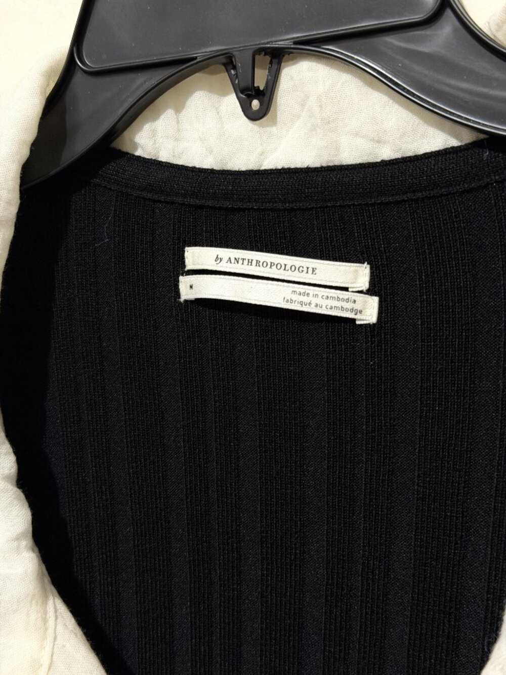 NWT by Anthropologie Black Ribbed Knit Ruffle Collar Layered Sweater Top - M - Picture 6 of 16